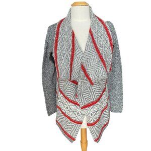 American Eagle Outfitters Chunky Fair Isle Cardigan Sz S Gray Red Grandpa